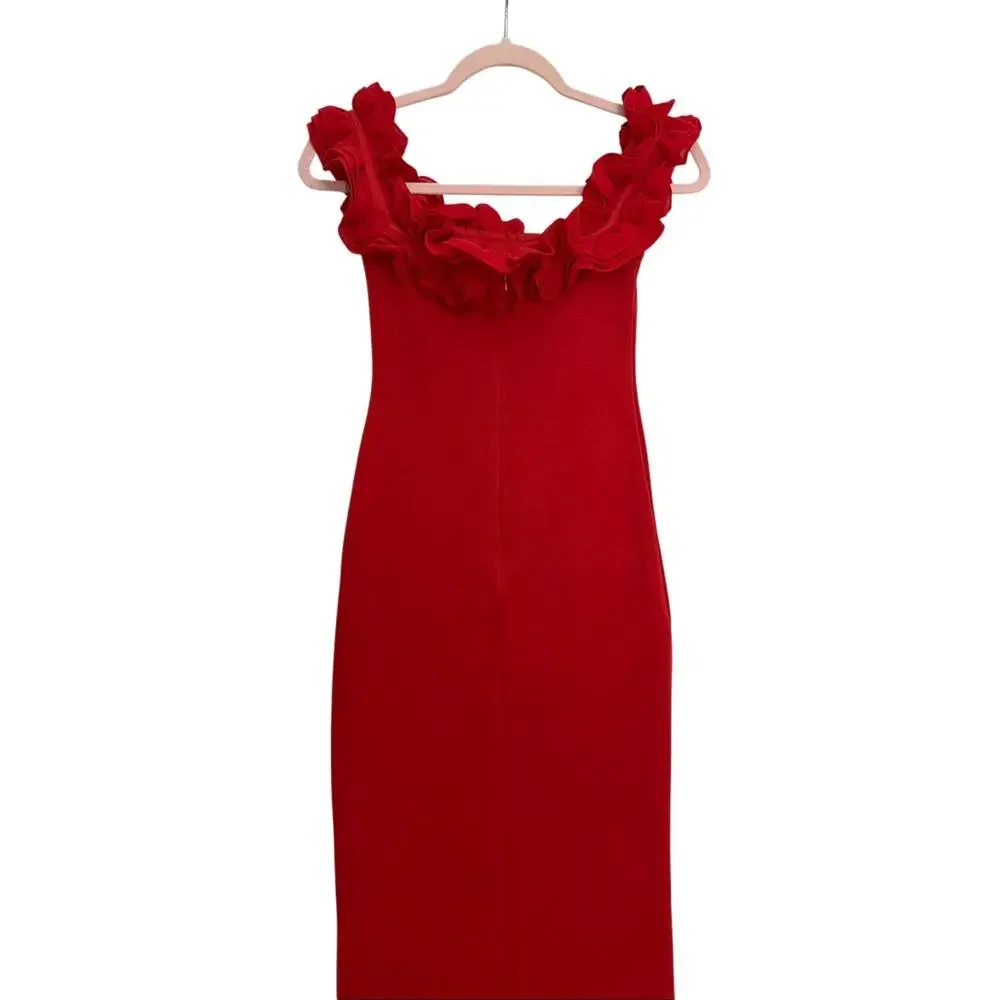 Meshki Red Off-Shoulder Ruffle Maxi Dress - Picture 15 of 16